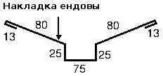 Накладка ендовы, PE 0.45, 80x25x75x25x80x2000 мм, цвета по каталогу RaAL и RR