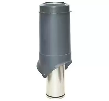 Изолированный вентиляционный выход Pipe-VT 125 Krovent (Кровент) для помещений, серый