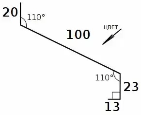 Отлив 100, угол 110°, цвет RAL 7024 (серый)