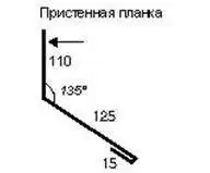 Планка примыкания верхняя (пристенная), PE 0.45, 110x125x2000 мм, цвета по каталогу RAL и RR