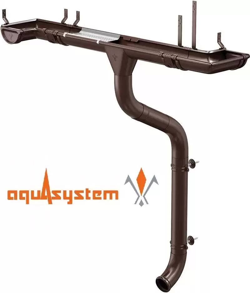 Водосточная система Aquasystem Pural Matt 150/100 в темно-коричневом оттенке RR 33