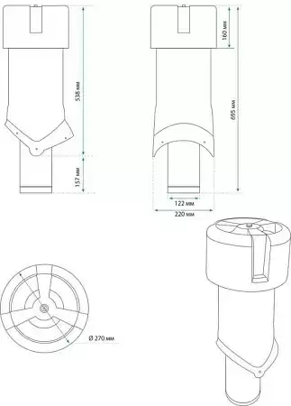 Изолированный вентиляционный выход Pipe-VT 125 Krovent (Кровент) для помещений, зеленый