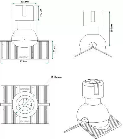 Коньковый элемент Pipe-Cone Krovent (Кровент), коричневый