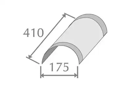 Конек Метротайл (Metrotile) полукруглый, цвет бургундия, 410х173 мм