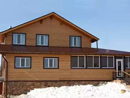 Металлический сайдинг Гранд Лайн / Grand Line профиль Блок-хаус new, Satin 0.5, цвет Ral 8004 (терракота)