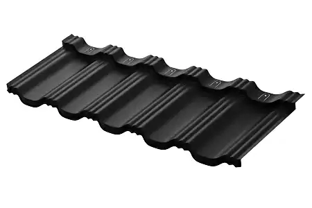 Металлочерепица модульная Aquasystem Гетеборг, Rooftop Бархат, 1205х415 мм, RAL 9005 черный