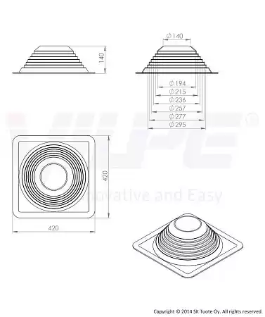 Roofseal - 5/8 комплект уплотнитель Ø 180-330 мм Vilpe (Вилпе) черный