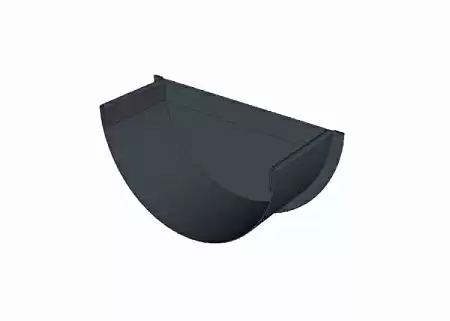 Заглушка желоба коттеджная D125 мм, Zn + порошк.покраска, цвет RAL 7024 (мокрый асфальт)