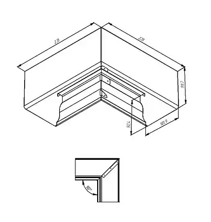 Угол желоба внутренний, 90° Vortex / Вортекс Гранд Лайн, Pe, цвет RAL 9003 (белый)