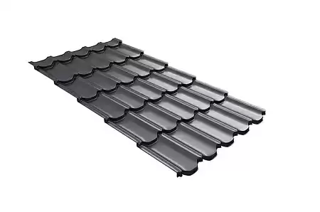 Волновой профиль Grand Line Kvinta plus 3D, 0,5 GreenCoat Pural BT, Zn 275, RR 23 темно-серый (RAL 7024 мокрый асфальт)