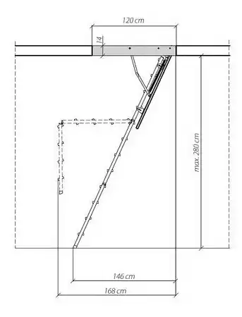 Чердачная лестница Fakro металлическая складная LMS 70*120*280 см