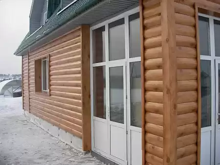 Металлический сайдинг Гранд Лайн / Grand Line профиль Блок-хаус new, Print premium 0.45, цвет Antique Wood (Античный дуб)