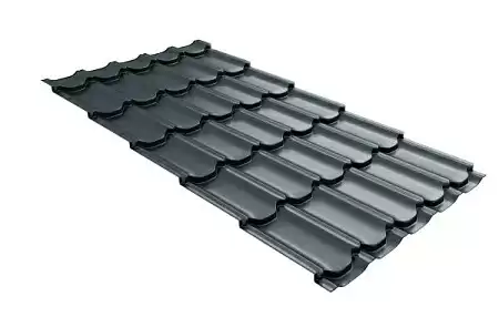 Металлочерепица Гранд Лайн / Grand Line, коллекция Kvinta plus, 0,5 Satin Zn 140, цвет RAL 7016 (антрацитово-серый)