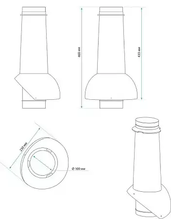 Изолированный вентиляционный выход Pipe-VT 110 Krovent (Кровент) для канализации, черный