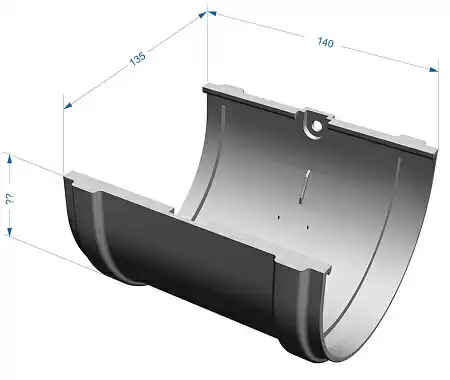 Соединитель желоба D120 мм Деке Премиум / Docke Premium, цвет графит (Ral 7024)