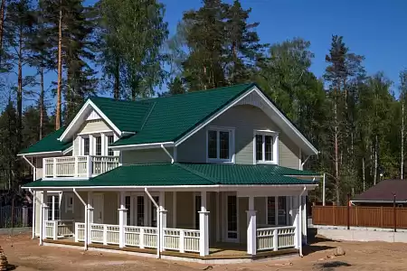 Металлочерепица Гранд Лайн / Grand Line, коллекция Kredo, 0,5 Satin Zn 140, цвет RAL 6005 (зеленый мох)