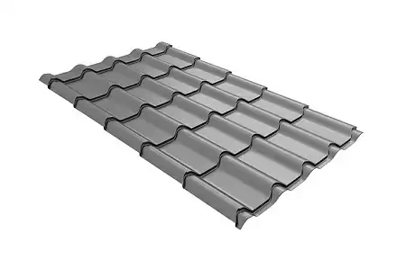 Волновой профиль Grand Line Kamea, 0,5 GreenCoat Pural BT Matt, Zn 275, RR 21 светло-серый (RAL 7040 серое окно)