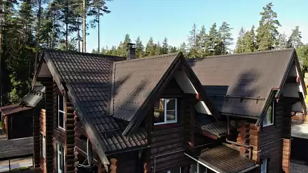 Металлочерепица Гранд Лайн / Grand Line, коллекция Kredo, 0,5 Satin Zn 140, цвет RR 32 (темно-коричневый)