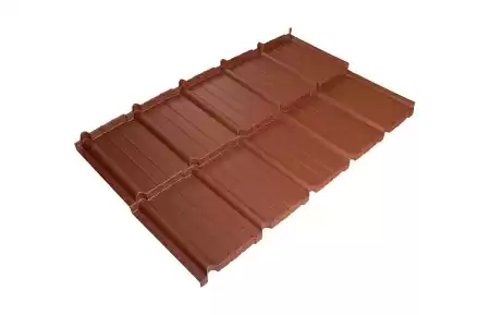 Металлочерепица BudMat (БудМат), коллекция Мурано, D-Matt 0.5, цвет Ral 8017 (коричневый)