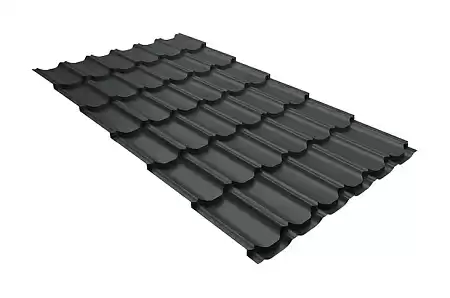 Волновой профиль Grand Line Kvinta plus, 0,5 GreenCoat Pural BT, Zn 275, RR 23 темно-серый (RAL 7024 мокрый асфальт)