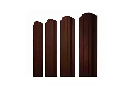 Штакетник металлический Grand Line, прямоугольный фигурный, Velur X 0.5, RR 32 коричневый