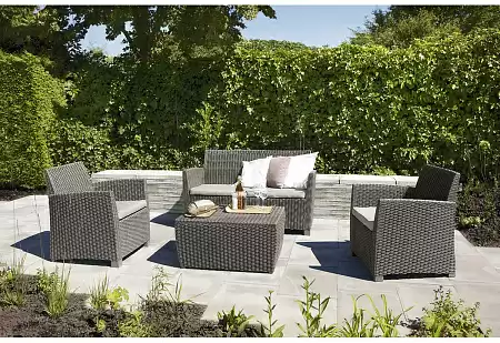 Дачная мебель Corona set with cushion box Allibert (Аллиберт), цвет капучино