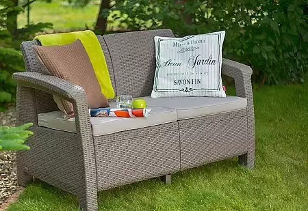 Диван двухместный Corfu love seat Allibert (Аллиберт), цвет капучино