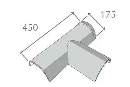 Т-образный полукруглый коньковый элемент Метротайл (Metrotile), цвет кофе, 450х175 мм