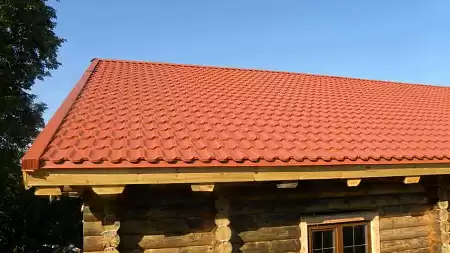 Металлочерепица Гранд Лайн / Grand Line, коллекция Kvinta plus, 0,5 Satin Zn 140, цвет RAL 8004 (терракота)