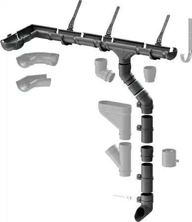 Желоб водосточный 3,0 м Docke LUX, цвет графит (RAL 7024)