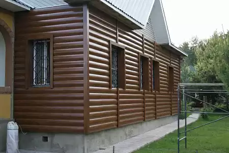 Металлический сайдинг Гранд Лайн / Grand Line профиль Блок-хаус new, Print elite 0.45, цвет Antique Wood (Античный дуб)