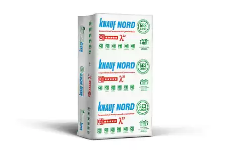 Утеплитель ТеплоKNAUF NORD 033 универсальный 25 кг/м3, 100х600х1250 мм, упаковка 0,45 м3 (6 плит)