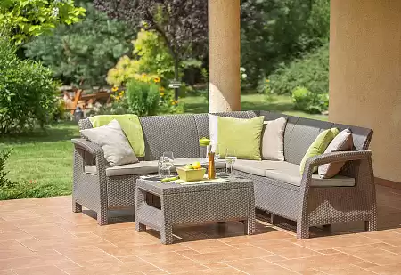 Угловой диван Corfu Relax set Allibert (Аллиберт), цвет коричневый