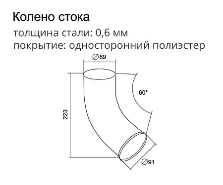 Колено стока Optima Grand Line, покрытие PE, RR 32 темно-коричневый