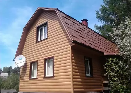 Металлический сайдинг Гранд Лайн / Grand Line профиль Блок-хаус new, Print premium 0.45, цвет Rowan (Рябина)