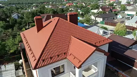 Металлочерепица Гранд Лайн / Grand Line, коллекция Kredo, 0,5 Satin Zn 140, цвет RAL 8004 (терракота)