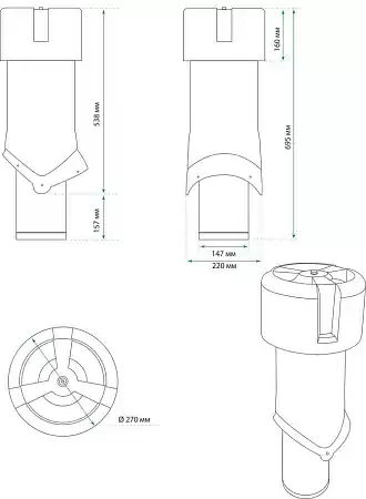 Изолированный вентиляционный выход Pipe-VT 150 Krovent (Кровент) для помещений, серый