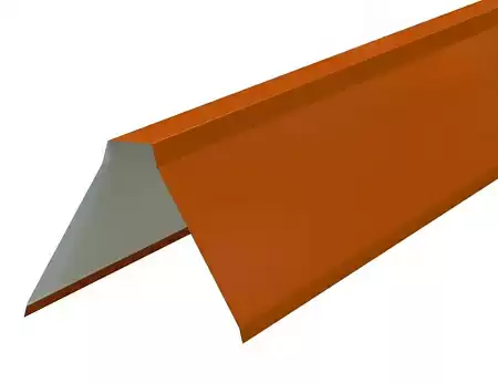 Планка конька плоского Металл Профиль, Pe 0.45, 155x155x2000 мм, чистый оранжевый