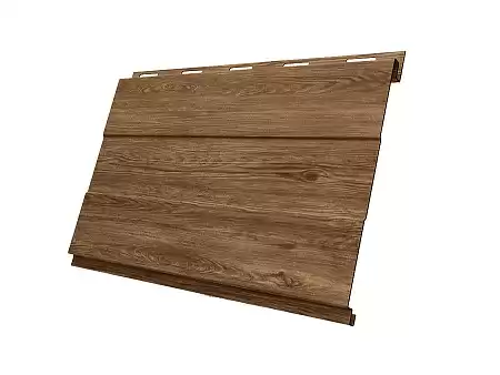 Металлический сайдинг Гранд Лайн / Grand Line профиль Вертикаль, Print elite 0.45, цвет Nutwood (Орех)