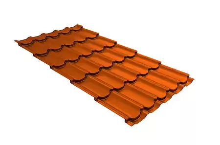 Волновой профиль Grand Line Kvinta plus, 0,45 PE, Zn 100, RAL 2004 оранжевый