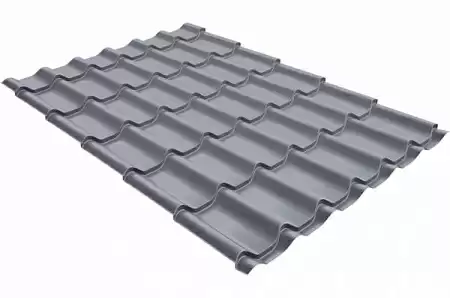 Металлочерепица Гранд Лайн / Grand Line, коллекция Classic, 0,5 Satin Zn 140, цвет RAL 9006 (светлый алюминий)