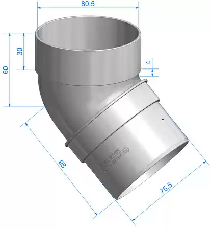 Колено 45° Docke Standard, RAL 9003 белый