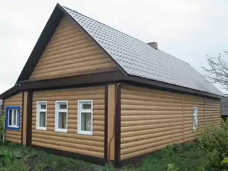 Металлический сайдинг Гранд Лайн / Grand Line профиль Блок-хаус new, Print elite 0.45, цвет Golden Wood (Золотой дуб)