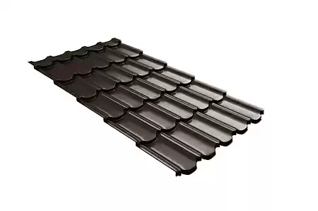Волновой профиль Grand Line Kvinta plus 3D, 0,5 GreenCoat Pural BT, Zn 275, RR 32 темно-коричневый (RAL 8019 серо-коричневый)