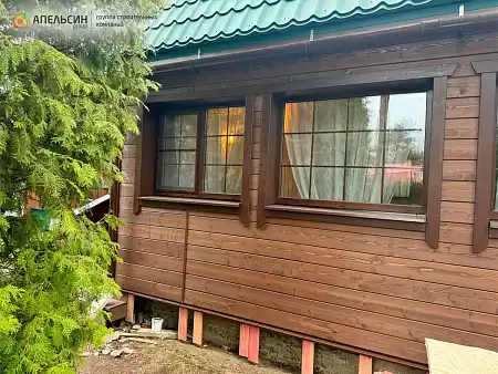 Монтаж фасадных досок из ДПК с окрашиванием в СНТ Балтиец