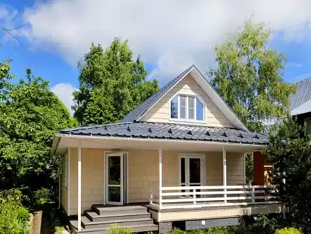 Металлочерепица Гранд Лайн / Grand Line, коллекция Kamea, 0,5 Satin Zn 140, цвет RAL 7024 (мокрый асфальт)