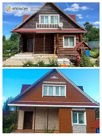 Монтаж сайдинга Docke LUX + фасадных панелей Docke PREMIUM д. Светлое