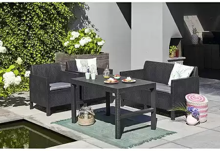 Стол Lyon rattan table Allibert (Аллиберт), цвет графит