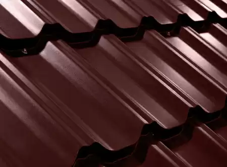 Металлочерепица Гранд Лайн / Grand Line, коллекция Kvinta plus, 0,5 Satin Zn 140, цвет RAL 3005 (красное вино)