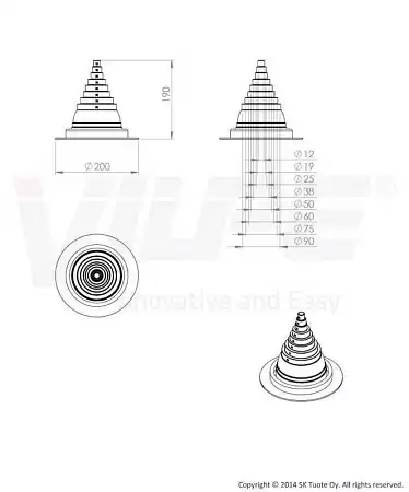 Roofseal - 1 комплект уплотнитель Ø 12-90 мм Vilpe (Вилпе) черный